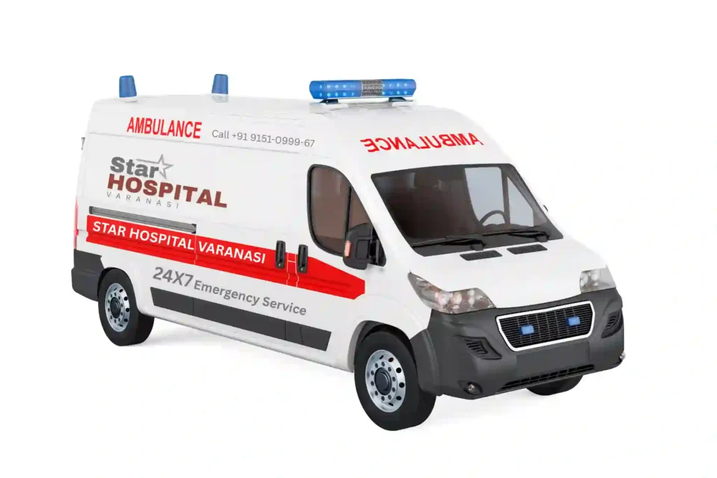 Emergency ALS Ambulance Star Hospital Varanasi Akhri Bypass