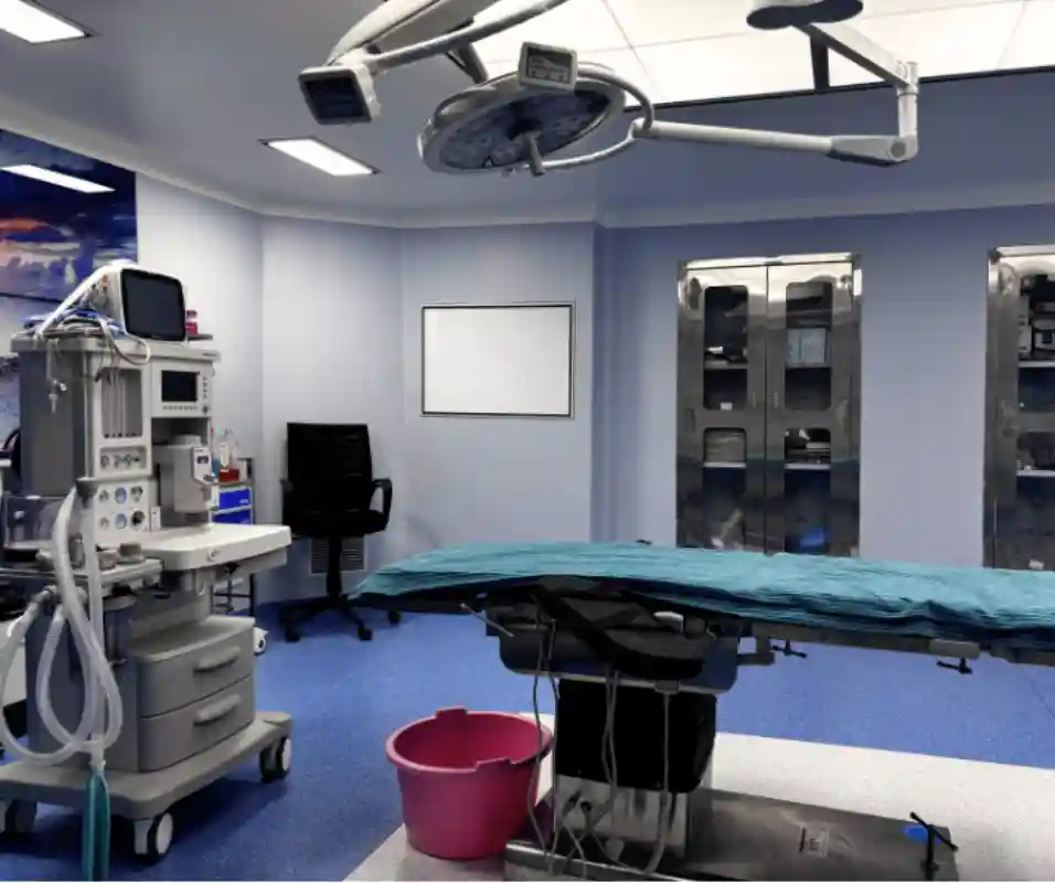 Advanced modular operation theatre OT equipped with surgical lights and robotic monitors at Star Hospital Varanasi