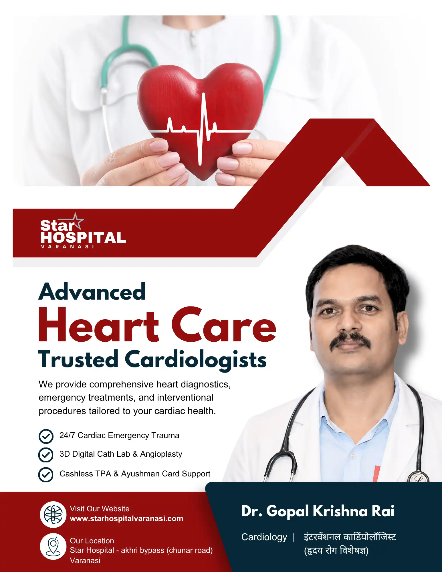 Krishna Rai Senior Interventional Cardiologist in Varanasi Performing Angioplasty Surgery at Star Hospital 3D Digital Cath Lab