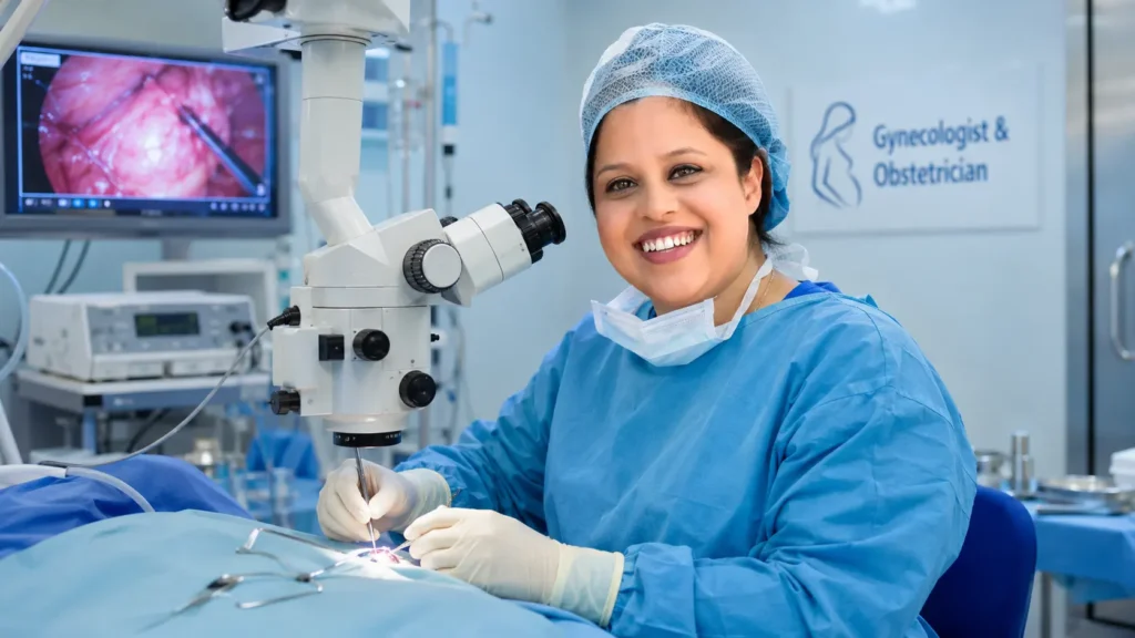 Dr. Gazal Jain performing laparoscopic gynecological surgery at Star Hospital Varanasi