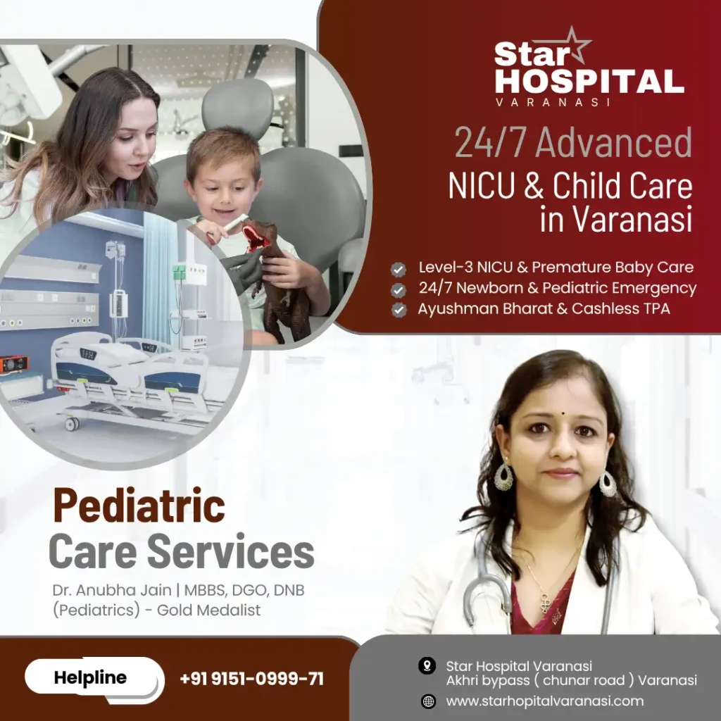 Dr Anubha Jain Best Child Specialist in Varanasi treating newborn baby in Level-3 NICU at Star Hospital