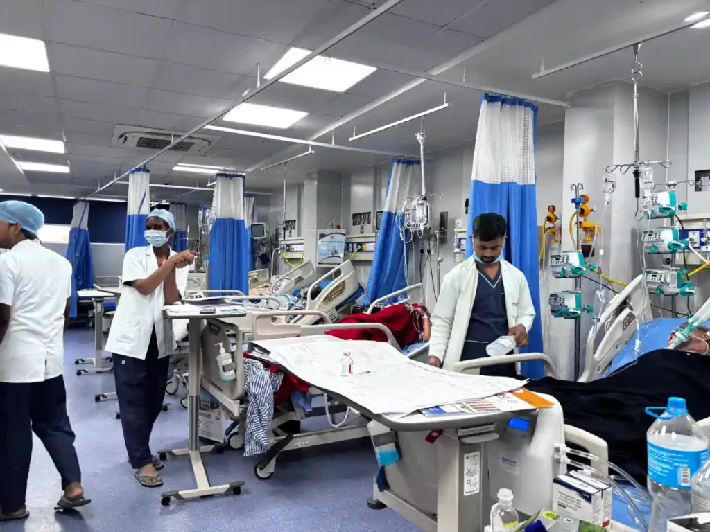 Advanced Level-3 ICU facility with invasive mechanical ventilators and multipara monitors at Star Hospital Varanasi.