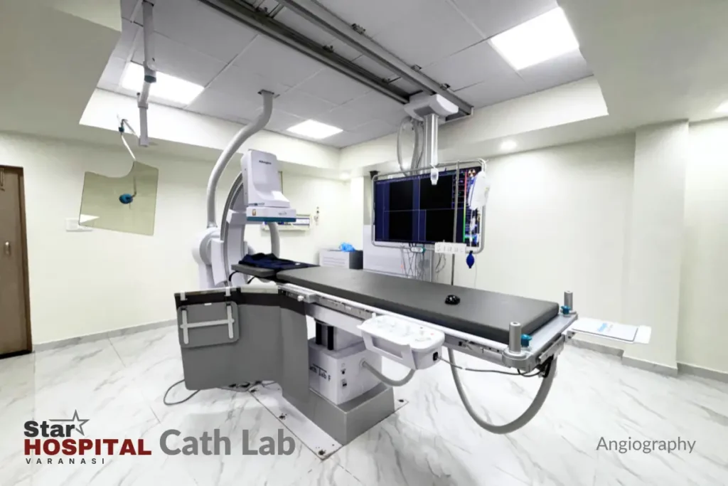 Advanced flat-panel digital cath lab machine for coronary angiography and angioplasty at Star Hospital Varanasi